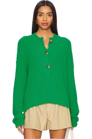 Free People Cocoa Henley Pullover in - Green. Size S (also in XS).