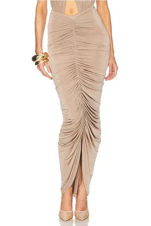 Helsa Bianca Ruched Midi Skirt in - . Size L (also in M, S, XL, XS, XXS).