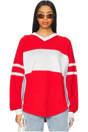 Free People X FP Movement Rugby Ready Layer Top in - Red. Size L (also in M, S, XS).