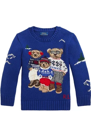 Ralph Lauren Kids Bear Family Wool Sweater in - Blue. Size 2 (also in 4).