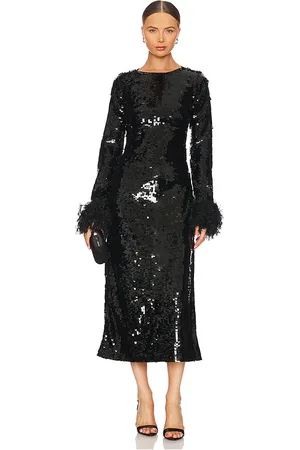 Show Me Your Mumu Pricilla Dress With Faux Fur in - Black. Size L (also in M, S, XS).