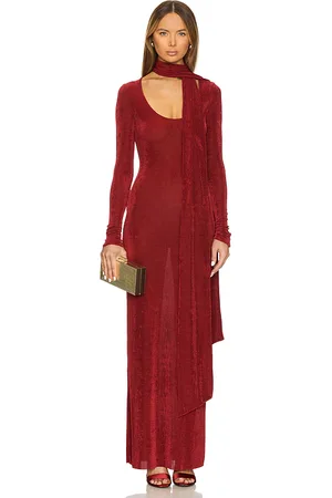 SER.O.YA Rashelle Maxi Dress in - Burgundy. Size L (also in M, S, XL, XS).