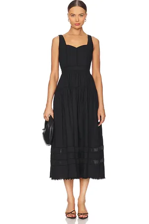 ULLA JOHNSON Isadora Dress in - Black. Size 10 (also in 6, 8).