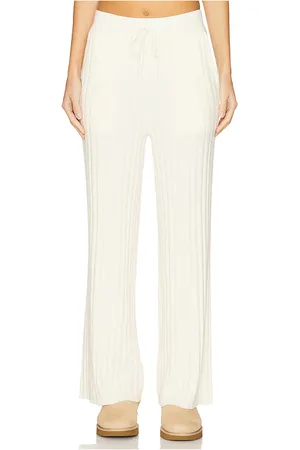 Varley Simeon Wide Rib Knit Trouser in - Ivory. Size M (also in S, XL, XS).