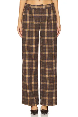 DANIELLE GUIZIO Willow Tartan Pant in - Brown. Size S (also in XS, XXL).