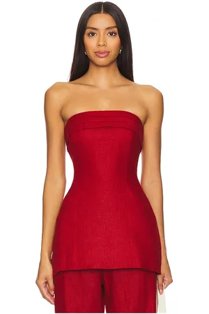 FAITHFULL THE BRAND X REVOLVE Fleuri Top in - Burgundy. Size XL (also in XS).