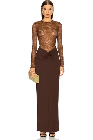Michael Costello X REVOLVE Zaria Gown in - Chocolate. Size L (also in M, S).