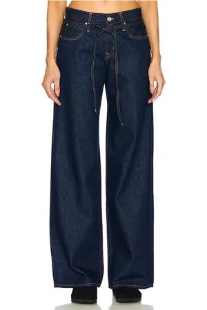 SLVRLAKE Mica Belted Wide Leg in - Blue. Size 25 (also in 28, 29, 31, 32).