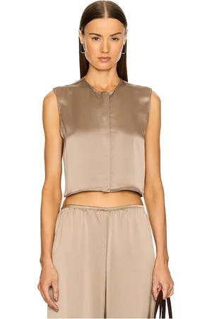 Leset Barb Crewneck Vest in - Metallic Bronze. Size L (also in M).