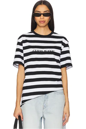 Guess Striped Tee in - White. Size L (also in M, S, XL/1X).