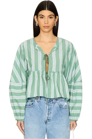 Free People Brunch Babe Blouse in - Green. Size S (also in XS).