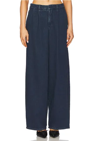 GOOD AMERICAN 90s Pleated Trouser in - Blue. Size 14 (also in 18, 22, 24).