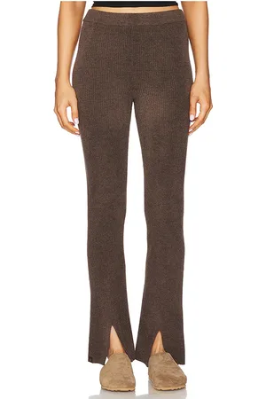 Barefoot Dreams CozyChic Ultra Lite Front Slit Pant in - Brown. Size L (also in M, S, XL, XS).