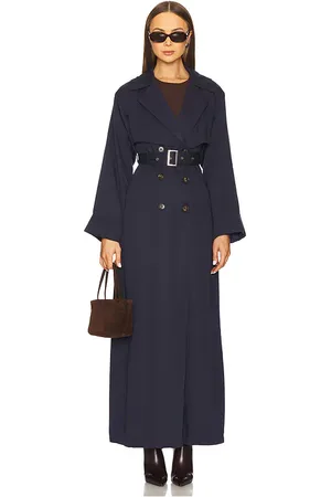 SNDYS Victoria Floor Length Trench in - Navy. Size L (also in M, S, XL, XS).