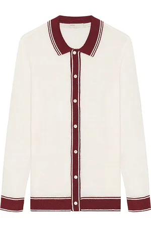 ONIA Cotton Linen Long Sleeve Sweater Polo in - Nude. Size L (also in M, S, XL/1X).