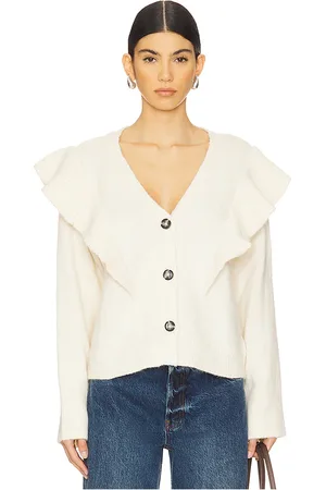 Sanctuary Ruffled Cardi in - Cream. Size L (also in M, S, XS, XXL).