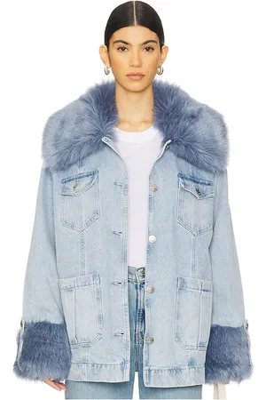 Show Me Your Mumu Copenhagen Faux Fur Jacket in - Blue. Size M (also in S, XL).