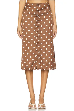 Free People Analise Printed Midi Skirt in - Brown. Size 0 (also in 10, 12, 2, 4, 6, 8).