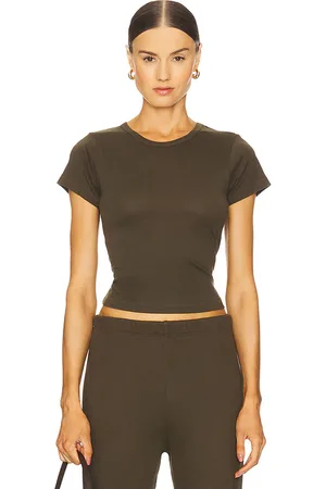ÉTERNE Short Sleeve Baby Tee in - Army. Size XL (also in XS).