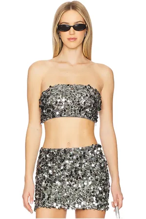 superdown Adalaide Tube Top in - Metallic Silver. Size L (also in M, S, XS, XXS).