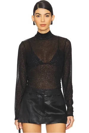 Gestuz Glimma High Neck Blouse in - Black. Size L (also in M, S, XL, XS, XXS).