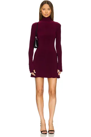 Norma Kamali X REVOLVE Long Sleeve Turtleneck Fishtail Mini Dress in - Purple. Size L (also in M, S, XL, XS).