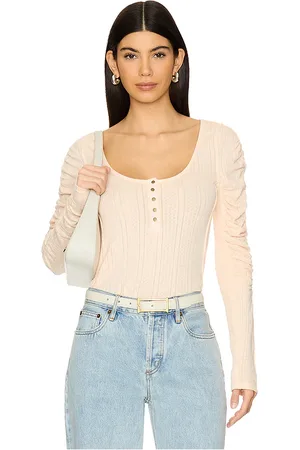 Free People Hope Henley Top in - Blush. Size L (also in M, S, XL, XS).