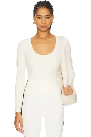 Splits59 Airweight Scoop Neck Bodysuit in - White. Size L (also in M, S).