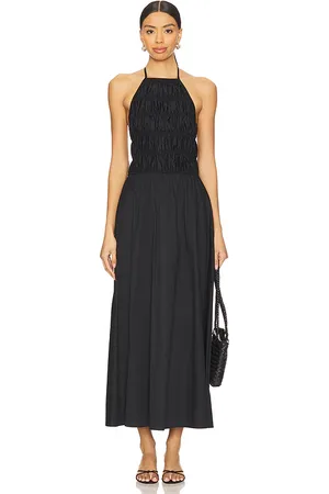 Solid Meria Dress in - Black. Size L (also in M, S, XL, XS).