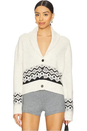 Tularosa Erina Fair Isle Cardigan in - Cream. Size L (also in M, S, XL, XS, XXS).