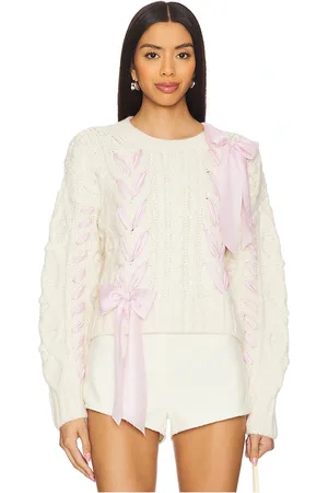 LOVESHACKFANCY Parson Pullover in - Cream. Size L (also in M, S, XL).