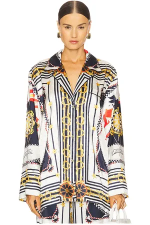 RONNY KOBO Valentina Top in - White,Navy. Size M (also in S).