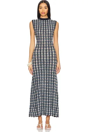 Escvdo Pacifico Maxi Dress in Navy Baby Blue & Ivory - Blue. Size L (also in M, S, XS).