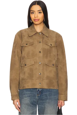 Free People Night Ranch Faux Leather Jacket In in - Brown. Size L (also in M, S, XL, XS).