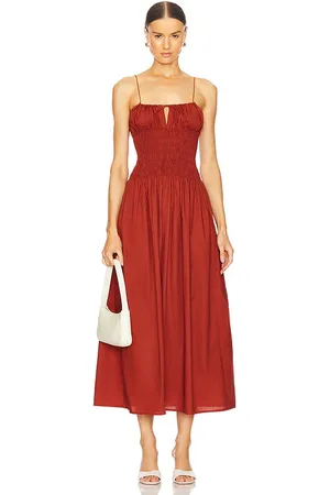 FAITHFULL THE BRAND X REVOLVE Aya String Midi Dress in - Red. Size L (also in XL).
