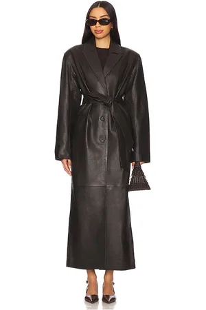 EAVES Formosa Leather Coat in - Chocolate. Size L (also in M, S, XL, XS).