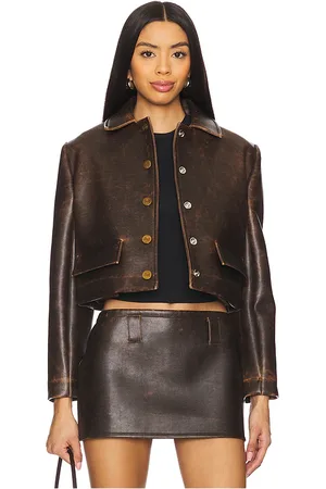 Milkwhite Cropped Jacket in - Brown. Size M (also in S).