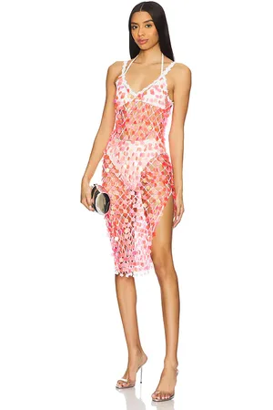 Milly Sequin Crochet Midi Dress in - Pink. Size M/L (also in XS/S).