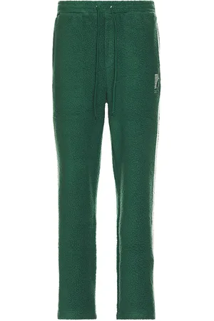 Bound Reverse Fleece Grid Straight Sweatpants in - Green. Size M (also in S, XL/1X).
