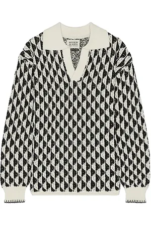 Scotch&Soda Dropped Shoulder Polo Sweater in - White, Black. Size L (also in M, S, XL/1X).