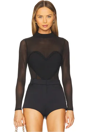 FLEUR DU MAL Mesh Ruffle Heart Bodysuit in - . Size L (also in M, S, XS).