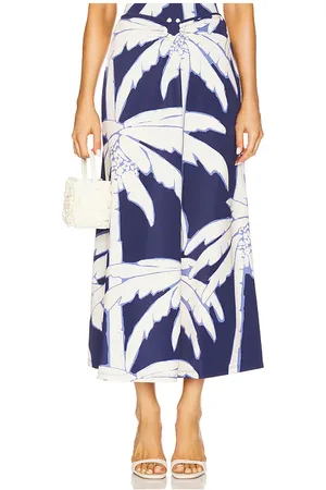 JOHANNA ORTIZ Palms Breath Of Life Midi Skirt in - Navy. Size 2 (also in 6).