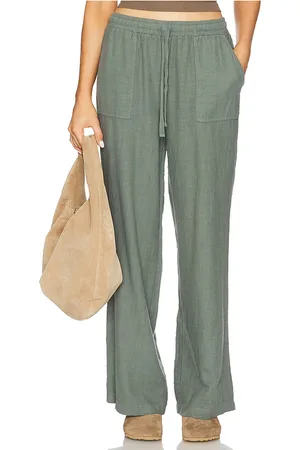 Bobi Wide Leg Jogger in - Sage. Size L (also in M, S, XL, XS).