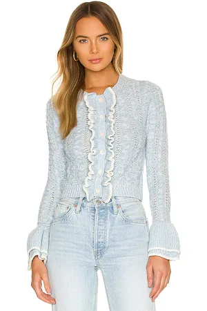Tularosa Starlene Ruffle Cardigan in - Baby Blue. Size M (also in S, XS).