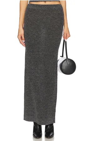 EAVES Mae Maxi Knit Skirt in - Charcoal. Size L (also in M, S, XL, XS, XXS).