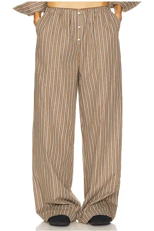 Helsa Pinstripe Poplin House Pants in - Brown. Size L (also in XL).