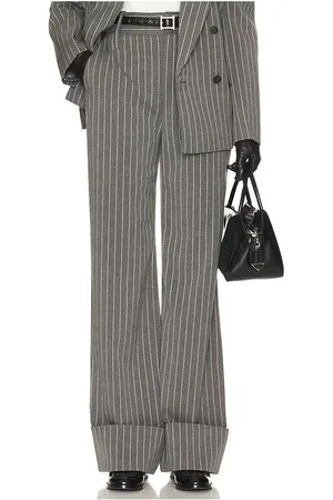 Helsa Pinstripe High Waist Cuffed Pants in - Grey. Size S (also in XS, XXS).