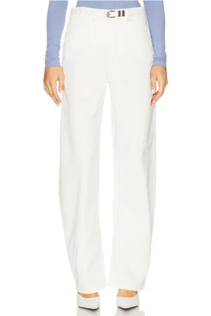GOOD AMERICAN Twill Good Barrel Pant in - White. Size 0 (also in 10, 12, 16, 18, 2, 20, 22, 24, 4, 6, 8).