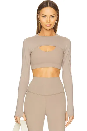Splits59 Amelia Airweight Lite Shrug in - Beige. Size L (also in M, S).