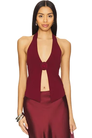 MORE TO COME Dixie Halter Top in - Burgundy. Size L (also in M).